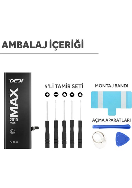 iPhone 5S/ iPhone 5C Batarya 2010 mAh Mucize Batarya Deji