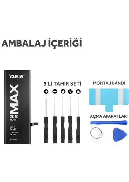 iPhone 5 Batarya 2010 mAh Mucize Batarya Deji