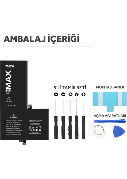 Iphone 11 Pro Max Batarya 4500mah Mucize Batarya