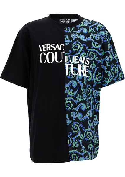 Couture Bisiklet Yaka Siyah Erkek T-Shirt 74GAHE06CJ00E899