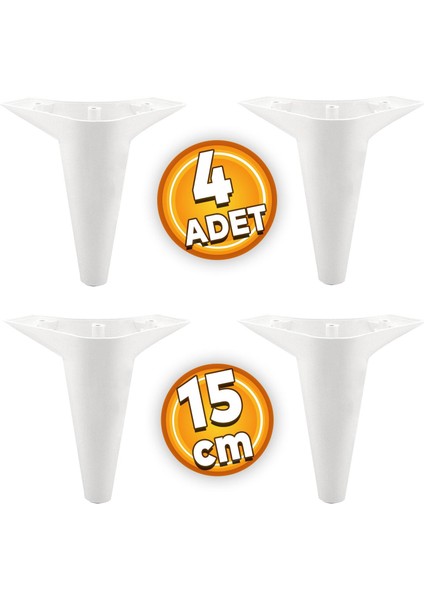 Aspen Mobilya Kanepe Sehpa Tv Ünitesi Baza Koltuk Ayağı Beyaz 15 Cm Ayak (4 ADET)