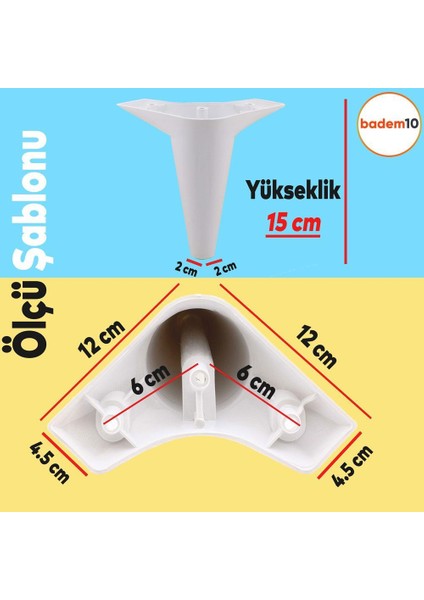 Aspen Mobilya Kanepe Sehpa Tv Ünitesi Baza Koltuk Ayağı Beyaz 15 Cm Ayak (4 ADET)