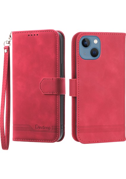 Xstepcase Dierfeng Df-03 Apple Phone 13 Mini 5.4 Inç Için Damla Geçirmez Telefon Kasası, Stand Cüzdan Pu Deri Çizgileri Baskılı Cep Telefonu Kapağı (Yurt Dışından)
