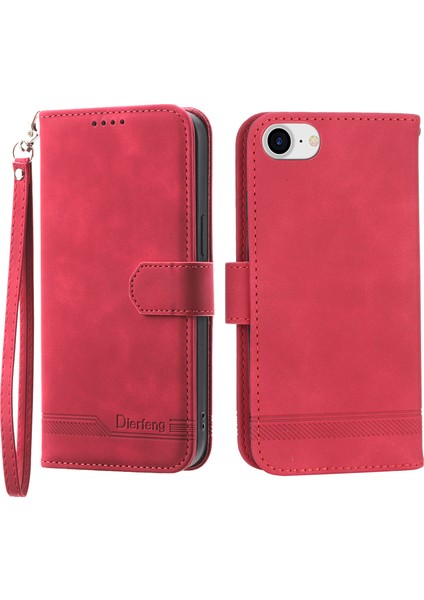 Xstepcase Dierfeng Df-03 Apple Phone 7/8 4.7 Inç / Se (2020) / Se (2022) Için Telefon Kasası, Çizgiler Basmış Deri Koruyucu Telefon Kapağı Cüzdan Standı (Yurt Dışından)