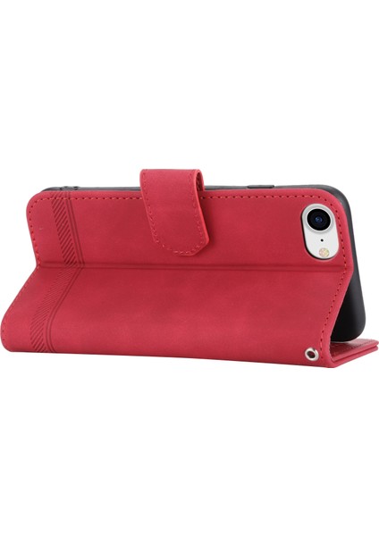Xstepcase Dierfeng Df-03 Apple Phone 7/8 4.7 Inç / Se (2020) / Se (2022) Için Telefon Kasası, Çizgiler Basmış Deri Koruyucu Telefon Kapağı Cüzdan Standı (Yurt Dışından)