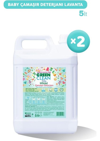 Green Clean Baby Bitkisel Çamaşır Deterjanı Lavanta Yağlı 5 Lt x 2