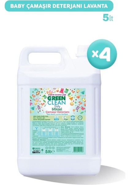 Baby Bitkisel Çamaşır Deterjanı Lavanta Yağlı 5 Lt x 4