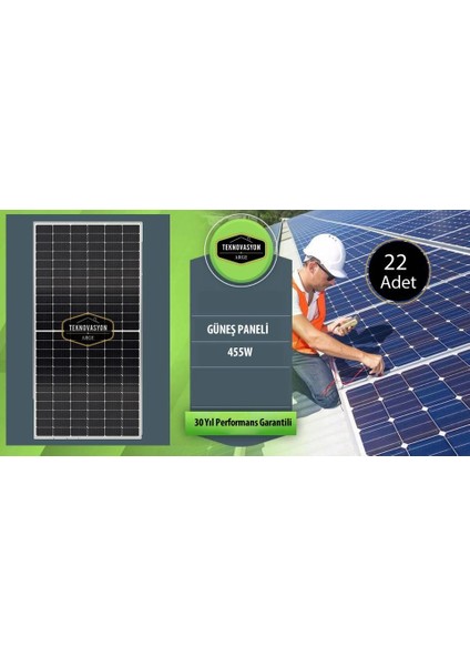 On Grid Lityum Hibrit 10 Kw Kva Trifaze Solar Güneş Paneli Paket Sistemi