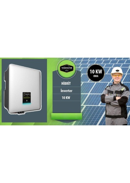 On Grid Lityum Hibrit 10 Kw Kva Trifaze Solar Güneş Paneli Paket Sistemi