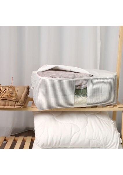Yıkanabilir Pamuklu Home Sweet Home Yazılı Gri Boy Çizgi Siyah Yazı Düzenleyici Hurç 21X28X52CM D74 fiyatları
