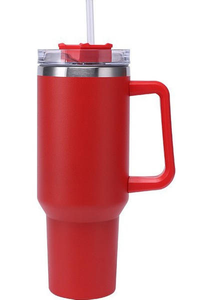 40OZ Paslanmaz Çelik Kahve Kupası Mühürlü Saman Termos Büyük Kapasiteli Araba Vakum Şişesi Seyahat Termos (Yurt Dışından)