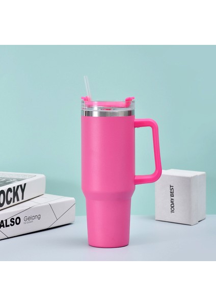 40OZ Paslanmaz Çelik Kahve Kupası Mühürlü Saman Termos Büyük Kapasiteli Araba Vakum Şişesi Seyahat Termos (Yurt Dışından) modelleri