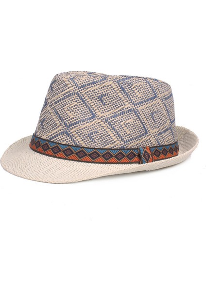 Hasır Melon Şapka Erkek Retro Güneş Şapkası Ilkbahar ve Yaz Caz Şapkası (Yurt Dışından)
