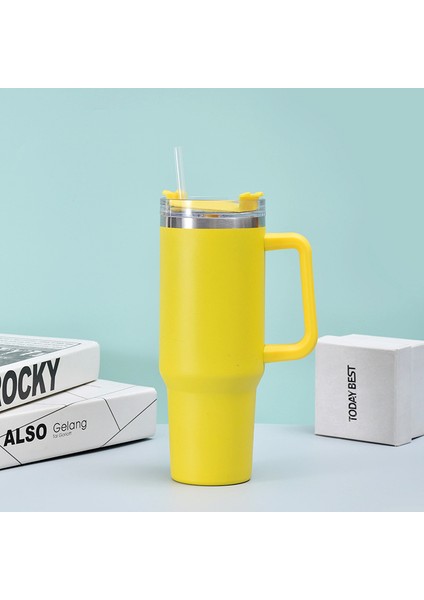 40OZ Paslanmaz Çelik Kahve Kupası Mühürlü Saman Termos Büyük Kapasiteli Araba Vakum Şişesi Seyahat Termos (Yurt Dışından) modelleri