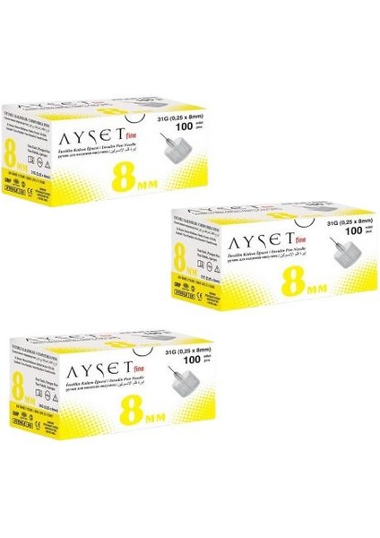 Fine 31G (0,25 x 8mm) Insülin Kalem Iğnesi 300 Adet