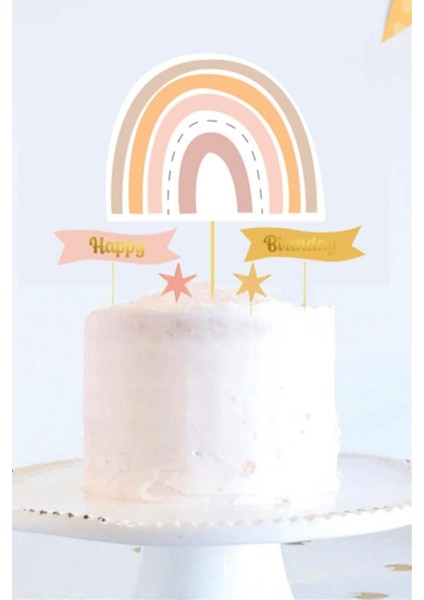 Gökkuşağı Yıldız Happy Birthday Kürdan Set