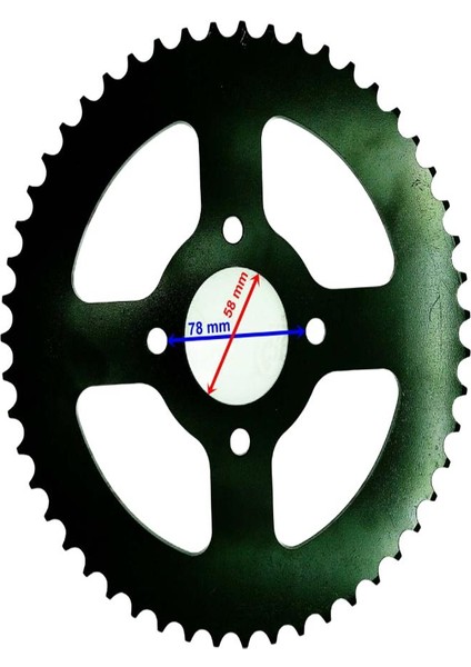 Motoran Cross 200 Arka Dişli 520-51T Iç 58 mm 4 Delikli Öm