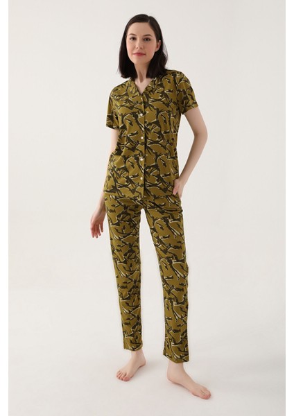 Arnetta Yeşil Kadın Gömlek Pijama