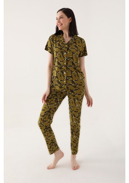 Arnetta Yeşil Kadın Gömlek Pijama