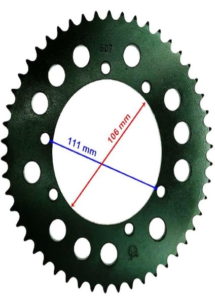 Kuba Black Cat Arka Dişli 428-50T İç 106 Mm 6 Delikli Öm