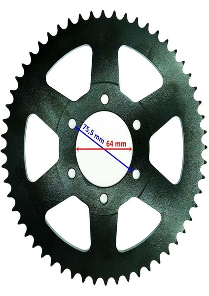 200 Arka Dişli Ramzey 428-56T Iç 64 mm 6 Delikli Öm