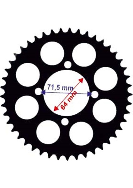 Ybr Uyumlu Arka Dişli 428-45T Iç 64 mm Alüminyum Siyah Öm
