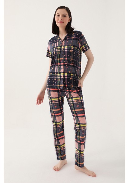 Arnetta Lacivert Kadın Gömlek Pijama
