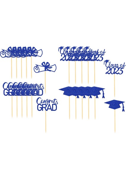 24X 2023 Mezuniyet Cupcake Toppers, Kek Ek, Dekoratif Pişirme Dekoru, 2023 Mavi (Yurt Dışından) fiyatları