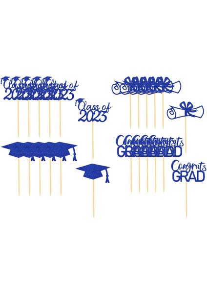 24X 2023 Mezuniyet Cupcake Toppers, Kek Ek, Dekoratif Pişirme Dekoru, 2023 Mavi (Yurt Dışından) modelleri