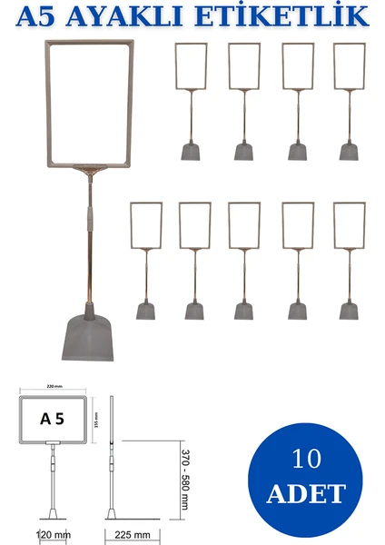 İstanbul Manken 10 Adet Gri A5 Ayaklı Etiketlik Sepet Etiketi Çerçeveli Etiketlik Eşek Askılık Etiketi