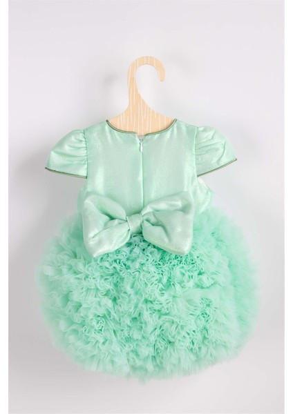 Mint Kısa Kollu Tütülü Bebek Prenses Elbise - Lina modelleri