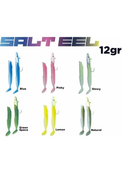 Salt Eel 10CM 12GR X2 Silikon Yem 021 Blue Glitter