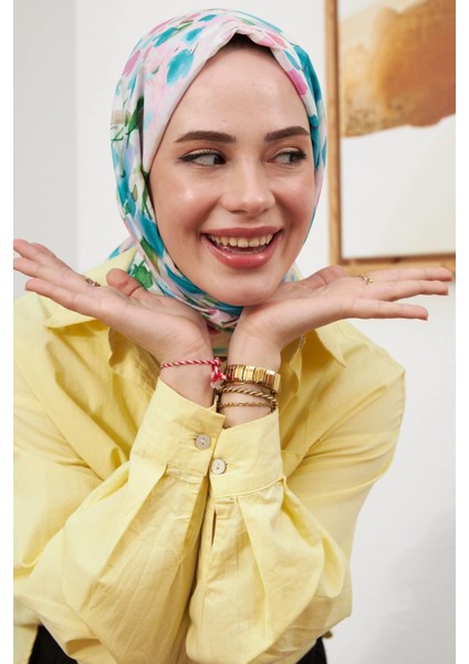 Botanik Serisi İndigo Pamuk Viskon Şal 3023-06