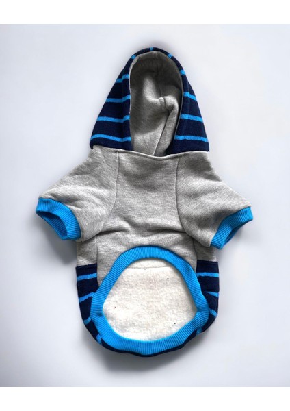 Blue Line Sweatshirt Kapşonlu Kedi Kıyafeti Kedi Sweatshirt