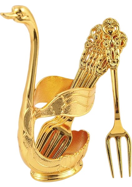 6 Adet Buzlu Çay Şeker Çatal Aureate ile Kuğu Sahibi (Yurt Dışından)