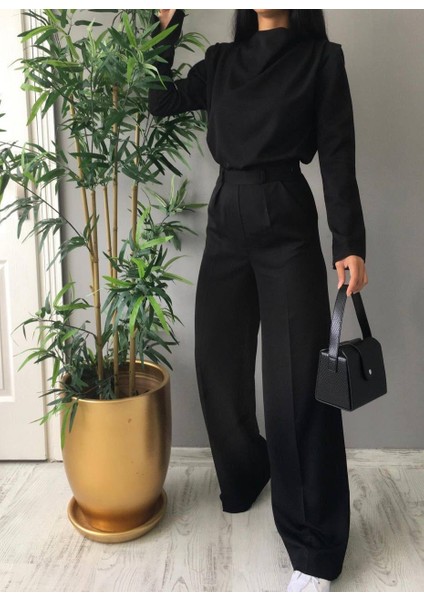 Bol Kesim Siyah Pantolon - 10019