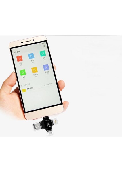 Tüm Telefonlar Için Kart Okuyucu 4in1 Type-C- Iphone Lightning-Micro Kart Okuyucu Card Reader