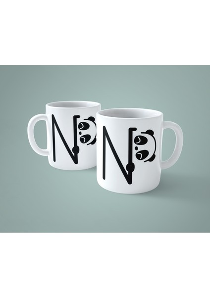 N Harfi Panda Alfabe Baskılı Kupa Bardak fiyatları