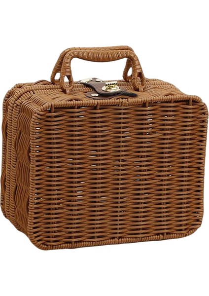 Vintage Rattan Dokuma Depolama Çantası Hasır Valiz Piknik Gıda Torage S (Yurt Dışından)