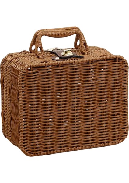 Vintage Rattan Dokuma Depolama Çantası Hasır Valiz Piknik Gıda Torage S (Yurt Dışından)