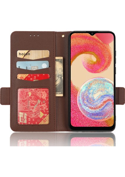 Samsung Galaxy A04E Için 4g Pu Deri Cüzdan Telefon Kılıfı Çift Manyetik Toka Litchi Doku Şok Geçirmez Flip Stand Kapağı (Yurt Dışından) fırsatları