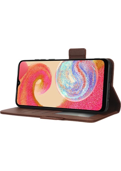 Samsung Galaxy A04E Için 4g Pu Deri Cüzdan Telefon Kılıfı Çift Manyetik Toka Litchi Doku Şok Geçirmez Flip Stand Kapağı (Yurt Dışından) indirimleri