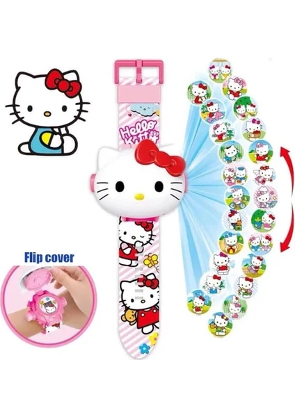 Hello Kitty 3D Projeksiyonlu Saat 24 Farklı Karakteri Duvara Yansıtır