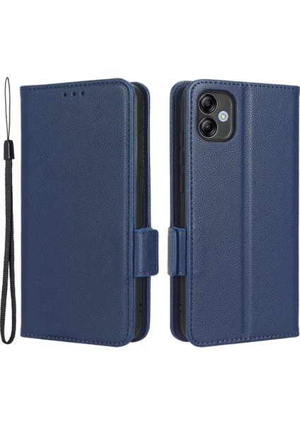 Samsung Galaxy A04E Için 4g Pu Deri Cüzdan Telefon Kılıfı Çift Manyetik Toka Litchi Doku Şok Geçirmez Flip Stand Kapağı (Yurt Dışından)