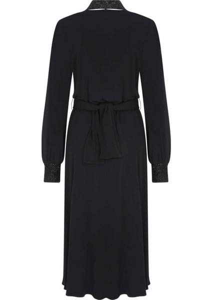 Uzun Kollu Dekolteli Elbise Siyah K2211505_001 fırsatları