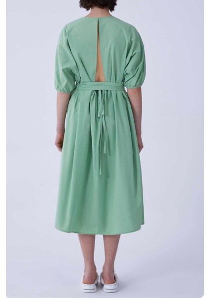 Kuşaklı Midi Elbise Yeşil Y2111070_012 fiyatları