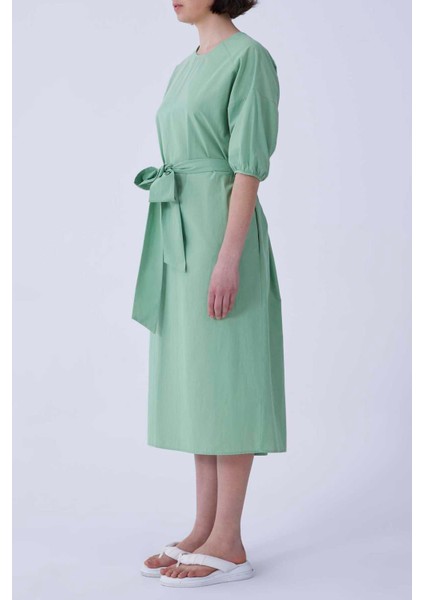Kuşaklı Midi Elbise Yeşil Y2111070_012 modelleri