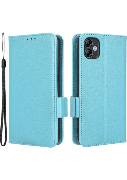 Samsung Galaxy A04E Için 4g Pu Deri Cüzdan Telefon Kılıfı Çift Manyetik Toka Litchi Doku Şok Geçirmez Flip Stand Kapağı (Yurt Dışından)