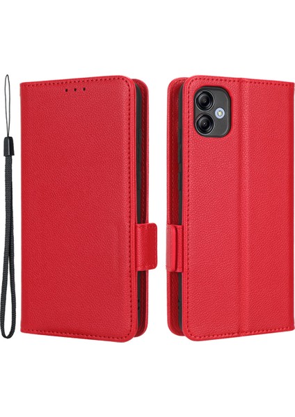 Samsung Galaxy A04E Için 4g Pu Deri Cüzdan Telefon Kılıfı Çift Manyetik Toka Litchi Doku Şok Geçirmez Flip Stand Kapağı (Yurt Dışından)