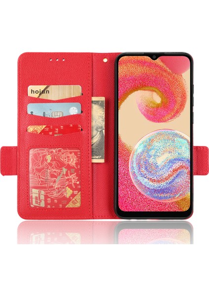 Samsung Galaxy A04E Için 4g Pu Deri Cüzdan Telefon Kılıfı Çift Manyetik Toka Litchi Doku Şok Geçirmez Flip Stand Kapağı (Yurt Dışından) fırsatları